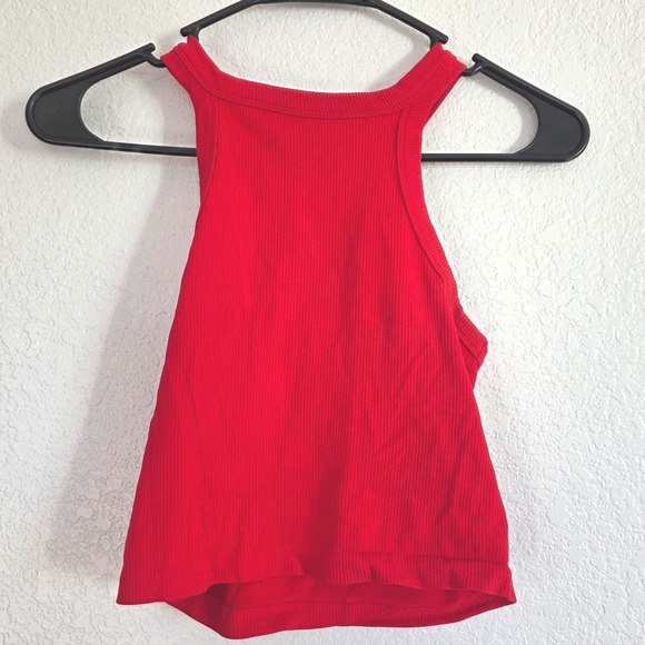 Skylee Collection Red Ribbed Halter Racerback Tank Top One Size OS - Picture 1 of 4